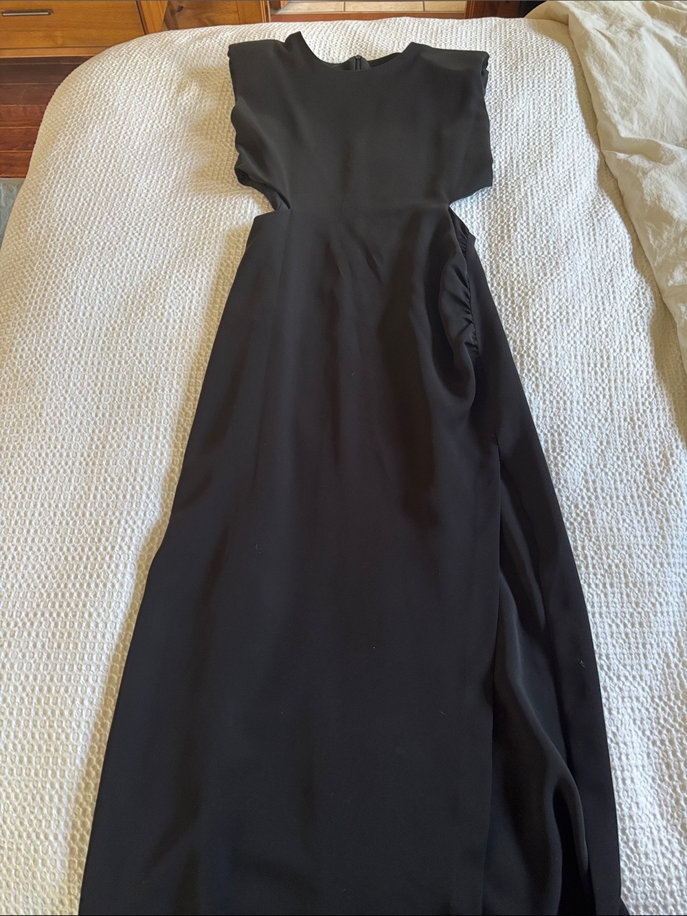 Zara Black Midi Dress with cut outs and pleated detail